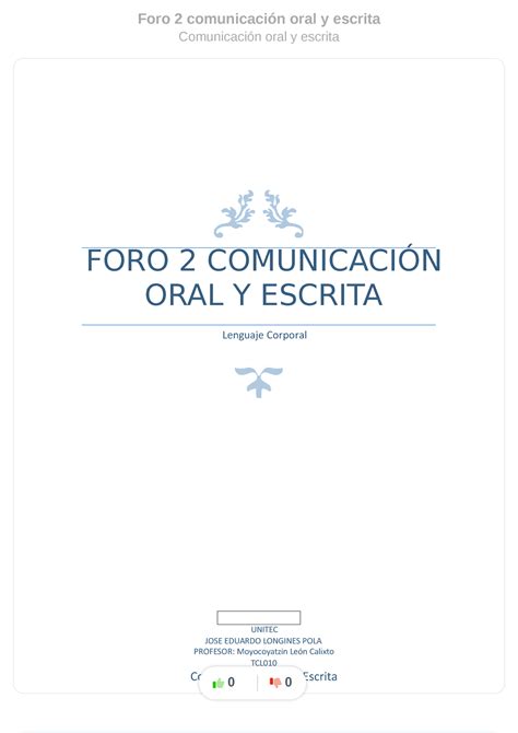 Foro 2 comunicacion oral y escrita Foro 2 comunicación oral y escrita