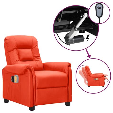 Ledivil Fauteuil Inclinable Lectrique De Massage Rouge Similicuir Hb