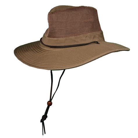 Garment Washed Twill Safari Hat with Mesh Sidewall - Explorer Hats