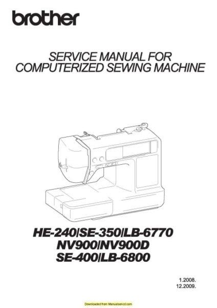 Brother Se400 Sewing Machine Service Manual Plus Parts