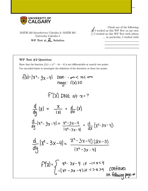 Wp Test 2 2020 Fall Name Ucid Math 249 Introductory Calculus