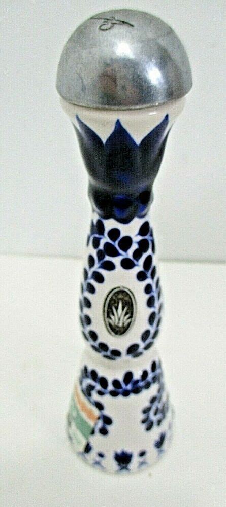 Clase Azul Tequila Bottle Blue White Ceramic Made In Mexico Empty 50ml