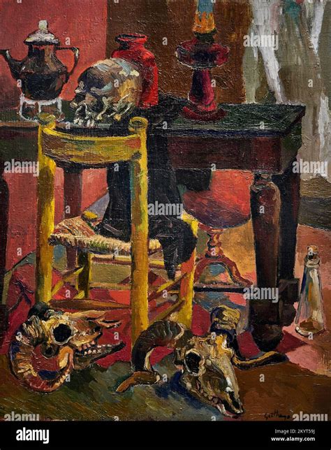 Natura Morta Con Teschi E Bucrani Olio Su Tela Renato Guttuso