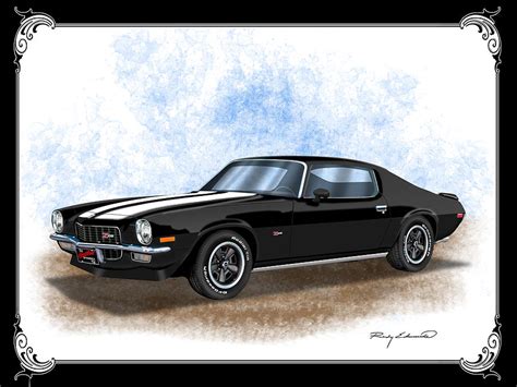 1970 Chevrolet Z28 Camaro Black Painting By Rudy Edwards Fine Art America