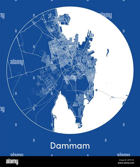 City Map Dammam Saudi Arabia Asia Blue Print Round Circle Vector