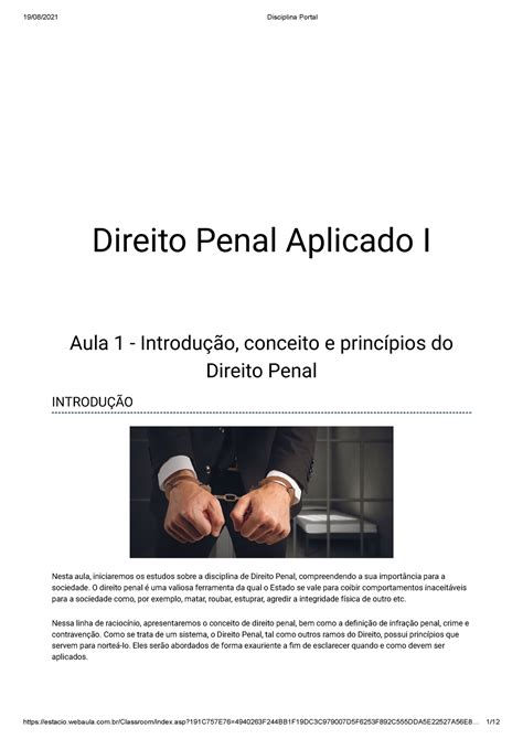 Aula Direito Penal Aplicado Direito Penal Aplicado I Aula