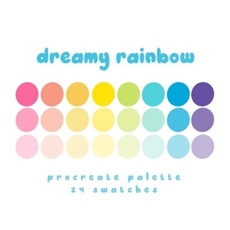 Dreamy Rainbow Color Palette Procreate Color Palette Color Swatches