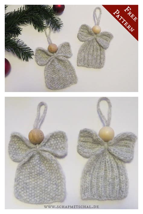 10 Christmas Angel Ornament Free Knitting Pattern