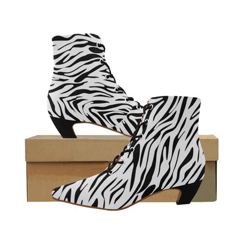 Zebra Print Ankle Boots Juleez Womens Pointed Toe Low Heel Booties