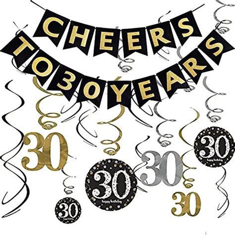 30th Birthday Party Decorations Kit Cheers To 30 Years Banner Sparkling Celebration 30 Hanging