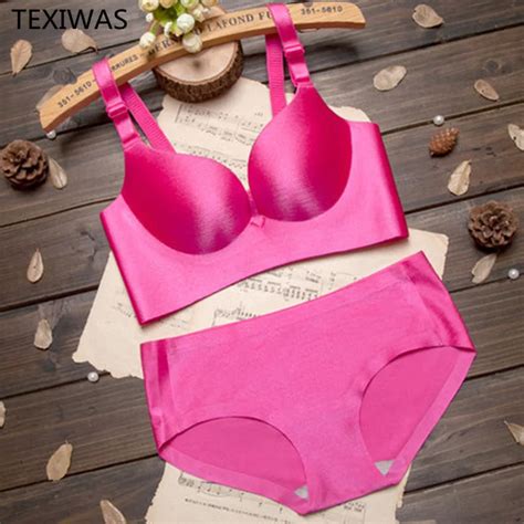 Texiwas Elegant Seamless Adjustable Bra Set Women Brief Lingerie Bra