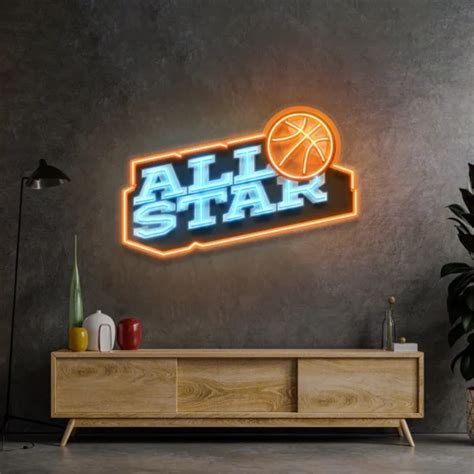 All Star Basketbol Neon Art UV Baskı Neon Led Tabela NeuNeon