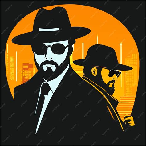 Premium Vector | Unmasking Cyber Secrets Neon City Detective Duo