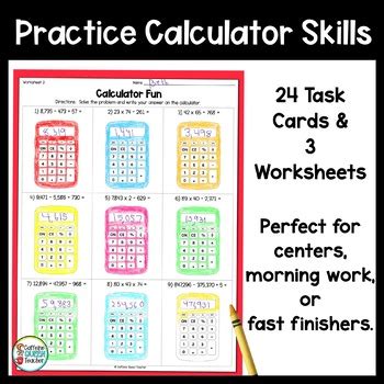 Calculator Math Practice With Task Cards And Worksheets TpT - SkillsWorksheets.com