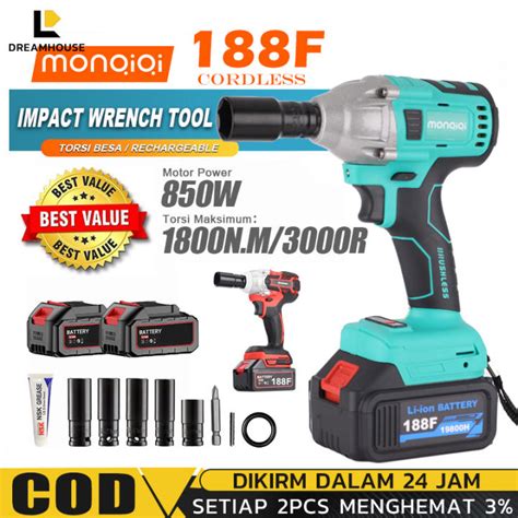 Vf Impact Baterai Nm Cordless Impact Wrench Brushless Mesin Bor