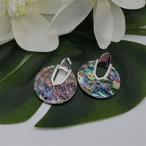 Zilver Kleurige Oorbellen Met Abalone Schelp Sieraden Met Schelp