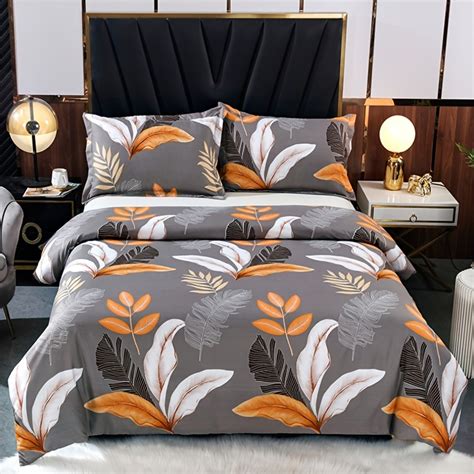 3pcs Duvet Cover Set Leaf Design Element Printed Bedding Set For All