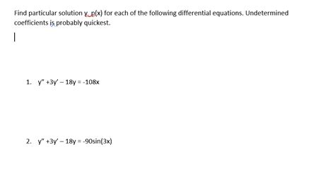 Solved Find Particular Solution Ypx For Each Of The