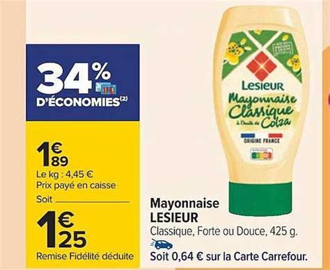 Offre Mayonnaise Classique L Huile De Colza Lesieur Chez Coccinelle