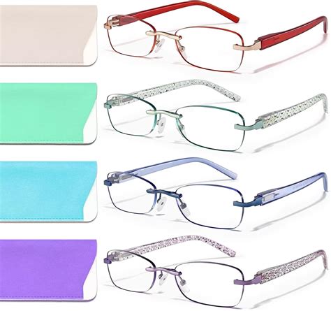 Gaoye 4 Pack Rimless Reading Glasses For Women Men Fashion