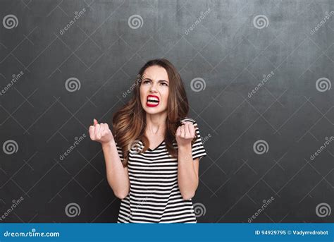 Angry Woman Looking Up Stock Image Image Of Single Posing 94929795