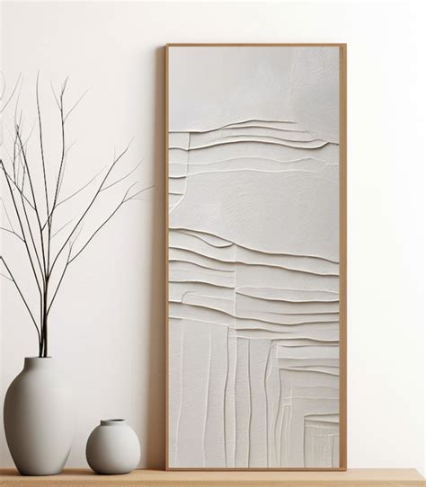 Japandi Long Narrow Wall Art Print Textured Cream Neutral Abstract