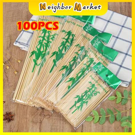 Pcs Bamboo Sticks Sturdy Disposable Barbecue Fruit Wood Sticks