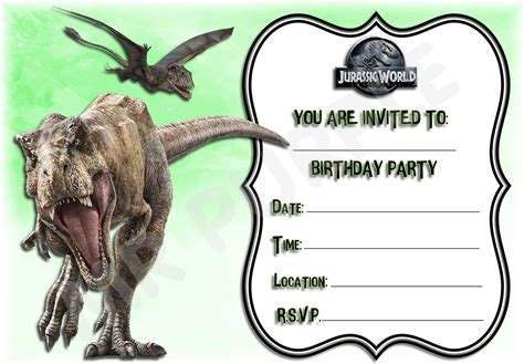 Invitaciones De Fiesta De Cumpleaños Jurassic World Diseño De Marco De Dinosaurio Decoración