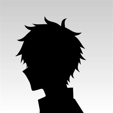 illustration of boy profile anime style, black silhouette isolated on ...