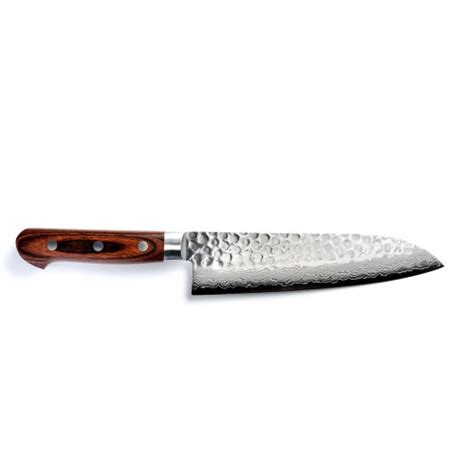 Buy Yebisu Yaiba Nagi Damascus Santoku Knife With Mahogany Wood Handle