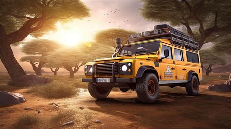 Safari Adventure 3d Rendered Car In The Wild Background, Travel Van ...