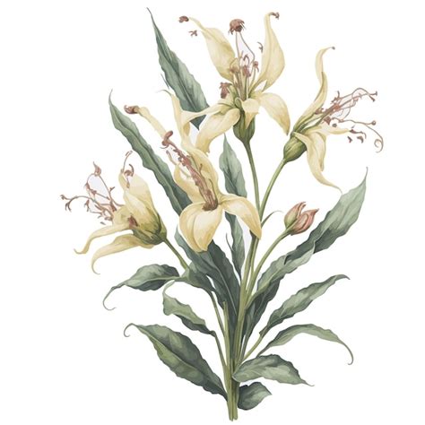 Aquarela Stanhopea Clipart Vector De Buqu Floral Vetor Premium