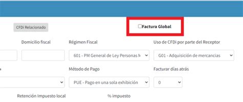 Datos del cliente para Factura Global y Factura a PÚBLICO EN GENERAL en