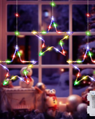 Globalink Christmas Window Lights Stars Leds Star Curtain Lights