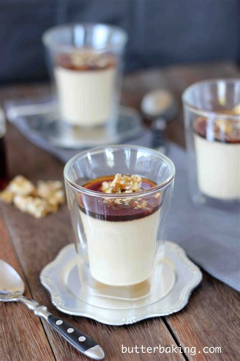 Coffee Caramel Panna Cotta With Walnut Praline Butter Baking