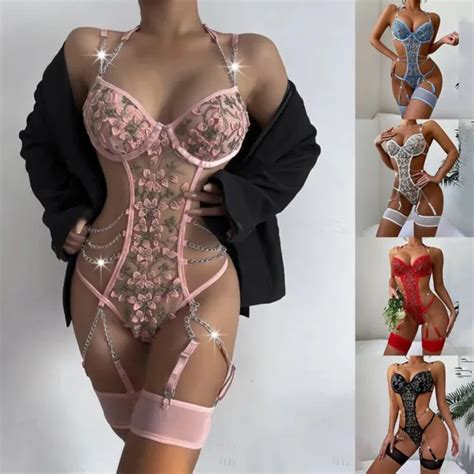 CHA NE EN DENTELLE S Duisante Lingerie Combinaison Jarreti Re Ceinture