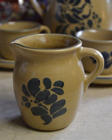 Pfaltzgraff Folk Art CREAMER Blue Brown Dinnerware Country Etsy