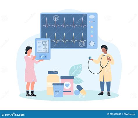 Heart Rate Monitor Cardiology Examination Tiny People Analyze