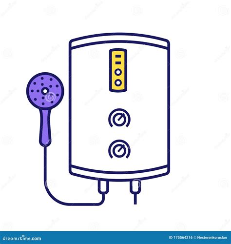 Electric Tankless Water Heater Color Icon Stock Vector Illustration