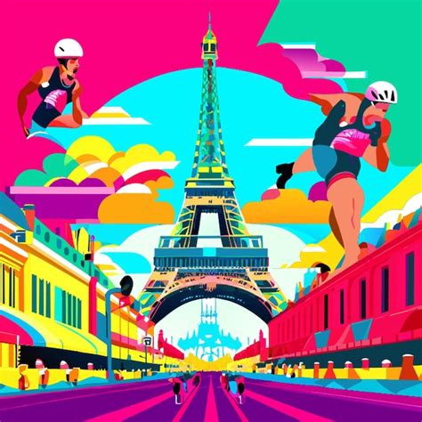 Jeux Olympiques 2024 à Paris Illustration Vectorielle Vecteur Premium