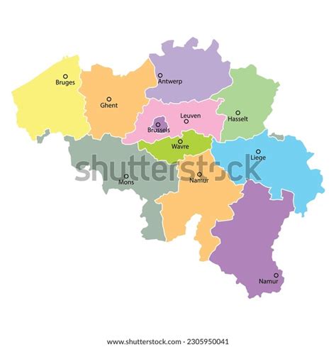 Belgium Map Background Regions Region Names Stock Vector (Royalty Free ...