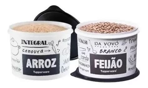 Kit Mantimento Pb Arroz E Feijão preto Branco Tupperware