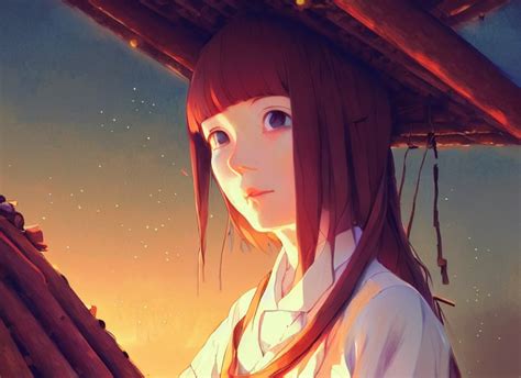 KREA AI Portrait Of A Woman Building A Log Cabin Illustra