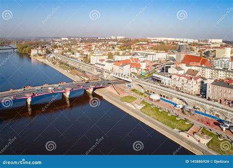 Aerial Drone View On Gorzow Wielkopolski And Warta River Editorial