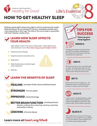 Life S Essential 8 How To Get Healthy Sleep Fact Sheet Go Red For Women