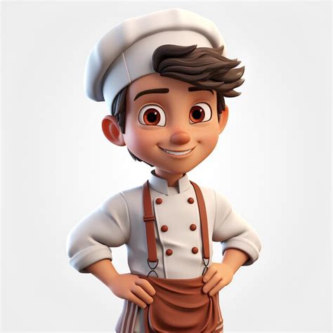 Ilustración animada de una caricatura del personaje del chef en 3d