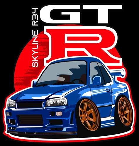 🚘 The Mighty Godzilla 🚀 🔰🔰 Tooned Car Vector Caricature Nissan Skyline