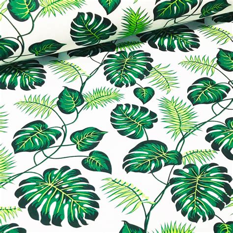 Monstera Fabric Tropical Plant Fabric By The Yard Cotton Etsy