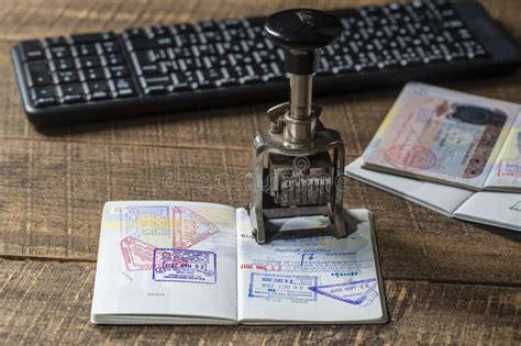 Immigration And Passport Control At The Airport Border Control A Stamp