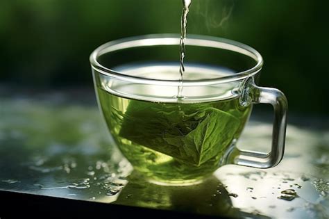 Premium Photo Closeup Of A Tea Bag Steeping In A Clear Glass Mug